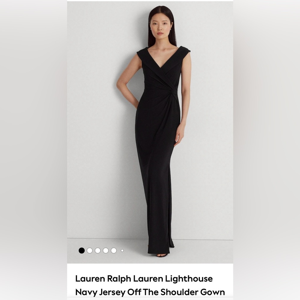 Ralph Lauren Navy Off Shoulder Maxi Dress